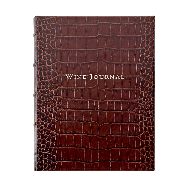 Tabbed Wine Journal Crocodile Embossed Leather Rifflounge